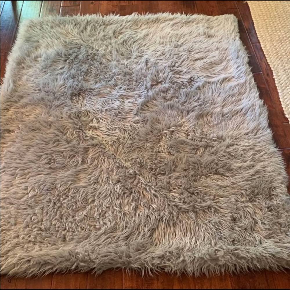 Plush Faux Fur Area Rug - Taupe Shag Accent from Nordstrom Rack